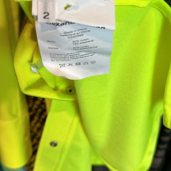 Alexander Wang fluorescent yellow long sleeve button down 87%nylon shirt size 2​ - Picture 3 of 4